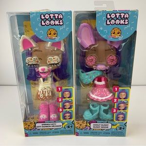 LOT OF 2 Lotta Looks Outfits Clothes Donut Bunny and Sprinkle Kitty Cookie Swirl